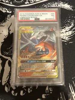 Reshiram & Charizard GX 20/214 Unbroken Bonds PSA 7 NM Pokemon Card - Image 1