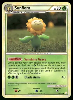 2010 Heavily Played Pokemon Sunflora 31/123 HeartGold & SoulSilver - Image 1