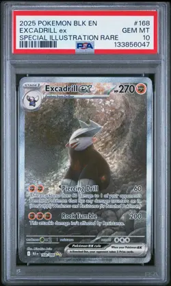 2025 POKEMON BLK EN-BLACK BOLT SPECIAL ILLUSTRATION RARE EXCADRILL EX PSA 10 - Image 1