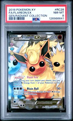 2016 POKEMON XY GENERATIONS RADIANT COLLECTION #RC28 FA/FLAREON EX GEN. PSA8 - Image 1
