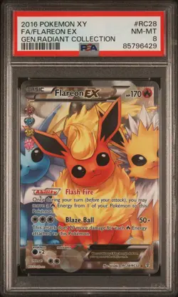 Pokemon PSA 8 Flareon EX RC28/RC32 XY Generations Radiant Collection NM - MT - Image 1