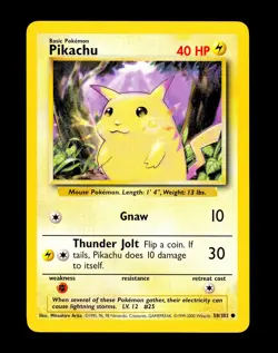 1999-2000 Pokemon PIKACHU Base Set 4TH PRINT Edition Non Holo Card 58/102 UK NM - Image 1