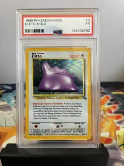 1999 POKEMON TCG - FOSSIL - DITTO 03/62 - HOLO #3 PSA 1 Rare Low Pop Vintage - Image 1