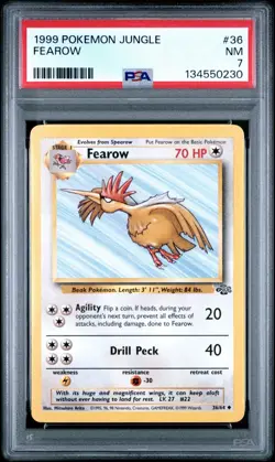 1999 Pokemon Jungle Fearow #36 PSA 7 Unlimited - Image 1