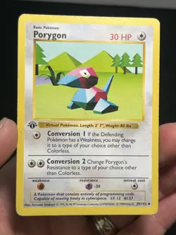 Pokemon TCG Porygon 039/102 Base Set (Shadowless) 1st Edition - Image 1