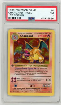 Charizard 1st Edition #4 Holo - PSA 7 - 1999 Base Set Vintage Pokemon - Image 1
