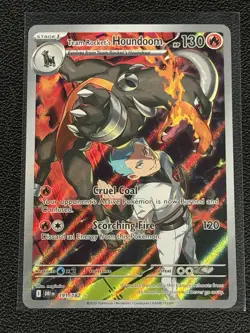 Team Rocket's Houndoom 191/182 Illustration Rare Destined Rivals NM Pokemon - Image 1