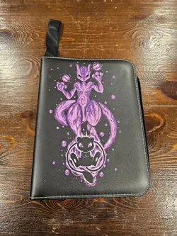 Pokemon Mewtwo and Mew TCG Binder 3 Ring 4 Pocket w/Holo Cards - Image 1