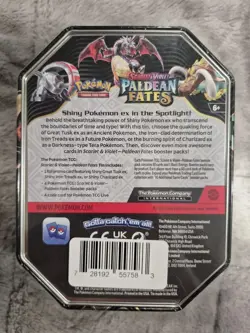 NEW & SEALED! Pokemon tcg SHINY CHARIZARD EX Paldean Fates Tin 4 BOOSTER Packs - Image 2