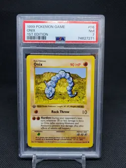 1999 Onix 56/102 Base Set 1st Edition PSA 7 NM Pokemon TCG - Image 1