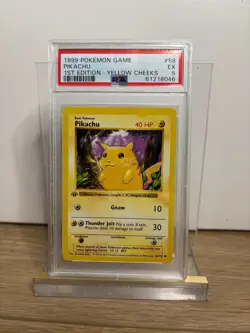 Pokemon 1999 Pikachu #58 Base Set 1st Edition Yellow Cheeks PSA 5 - Image 1