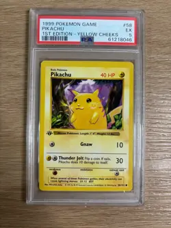 Pokemon 1999 Pikachu #58 Base Set 1st Edition Yellow Cheeks PSA 5 - Image 3