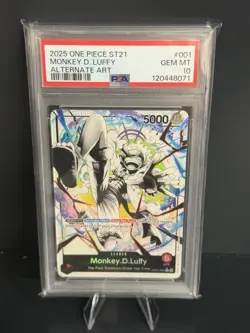 ONE PIECE STARTER DECK ST21-001 EX GEAR 5 ALT ART MONKEY D LUFFY PSA 10 - Image 1