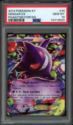 2014 Pokemon XY Phantom Forces Gengar EX 34/119 PSA 10 Gem Mint - Image 1