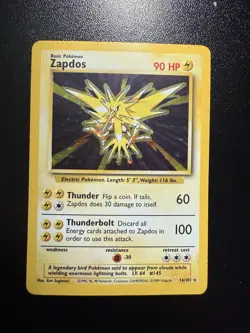 Pokemon Zapdos Holo Card 16/102 Unlimited Edition 1999 Base Set HP - Image 1