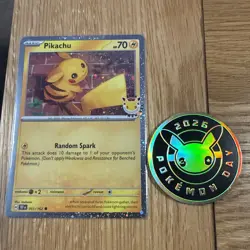 2026 Pikachu 051/162 Pokemon Day 30th Anniversary Stamped Promo TCG Plus Coin - Image 2