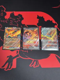 3 x Stamped Pokemon TCG Team Rocket's Moltres ex Destined Rivals UPC Promo Cards - Image 1