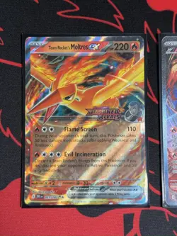 3 x Stamped Pokemon TCG Team Rocket's Moltres ex Destined Rivals UPC Promo Cards - Image 2