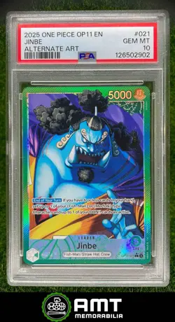 2902 2025 One Piece A Fist of Divine Speed #OP11-021 Jinbe Alternate Art PSA 10 - Image 1