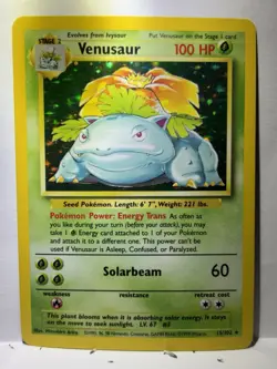 Pokemon TCG Venusaur Holographic 15/102 RARE Base Set 1999 Vintage MUST SEE! - Image 1