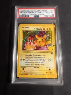 2021 Pokemon Celebrations Black Star Holo #24 Birthday Pikachu Gem Mint PSA 10 - Image 1