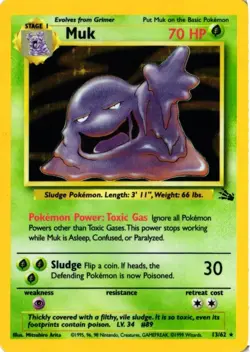 Pokemon Fossil Muk 13/62 Holo Unlimited FREE SHIPPING - Image 1