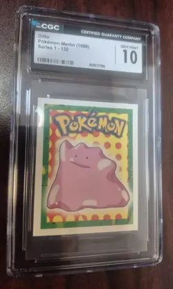Pokemon CGC Gem 10- Ditto - Topps Merlin Sticker - Series 1 - #132/240 - 1999 - Image 1