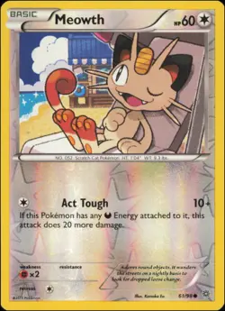 Pokemon - Meowth #61/98 - XY - Ancient Origins Reverse Holo - Image 1