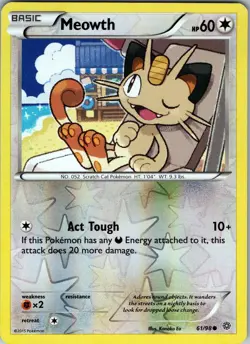 Meowth 61/98 Common - Pokemon TCG XY: Ancient Origins - Reverse Holo (NM) - Image 1