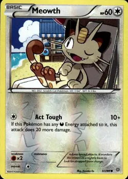 Pokemon Reverse Holo Meowth XY - Ancient Origins 61/98 LP - Image 1