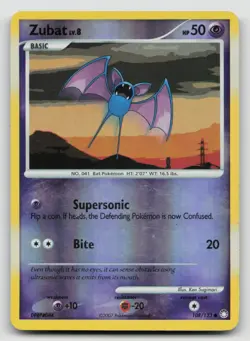 Zubat 108/123 Reverse Holo - DP Mysterious Treasures Vintage Pokemon TCG Card LP - Image 1