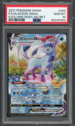 Pokemon PSA 10 Gem Mint Evolving Skies Alt Art Glaceon VMAX 209/203 - Image 1