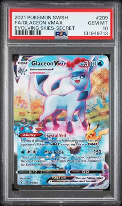 2021 POKEMON SWORD & SHIELD EVOLVING SKIES SECRET FULL ART/GLACEON VMAX PSA 10 - Image 1
