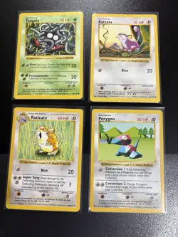 Pokemon Base Set Shadowless 4 Card Lot Set Bundle Collection Of LP WOTC Cards - Image 1