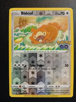 Pokemon TCG Bidoof (Peelable Ditto) 059/078 Pokemon GO Reverse Holo - Image 1