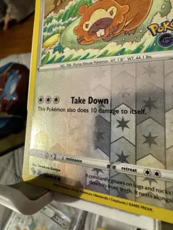 Pokemon TCG Bidoof Peelable Hidden Ditto Card #059/078 Pokemon Go Reverse Holo - Image 2