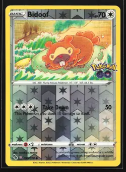 Pokemon Bidoof (Peelable Ditto) 059/078 Pokemon GO Reverse Holo NM - Image 1
