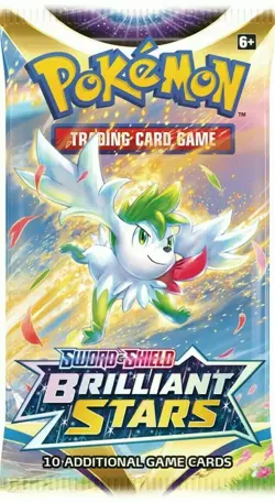 Pokemon 2022 Brilliant Stars SWSH 10 Card Booster Pack Unweighed Factory Sealed - Image 2