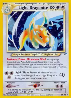 Light Dragonite - 14/105 - Pokemon Neo Destiny Unlimited Holo Rare Card WOTC MP - Image 1