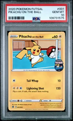 2020 POKEMON FUTSAL #001 PIKACHU ON THE BALL PSA 10 - Image 1