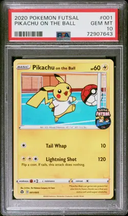 2020 POKEMON FUTSAL #001 PIKACHU ON THE BALL PSA 10 - Image 1