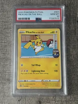 2020 POKEMON FUTSAL #001 PIKACHU ON THE BALL PSA 10 - Image 1