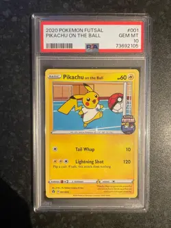 PSA 10 Mint Pokemon Pikachu on the Ball 001/005 Pokemon Futsal Promo 2020 - Image 1