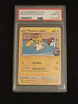 PSA 10 Gem Mint Pokemon Pikachu on the Ball 001/005 Pokemon Futsal Promo 2020 - Image 1