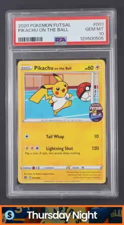 2020 POKEMON FUTSAL PROMO #001/005 PIKACHU ON THE BALL PSA 10 - Image 1
