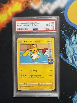 PSA 10 Gem Mint Pokemon Pikachu on the Ball 001/005 Pokemon Futsal Promo 2020 - Image 1