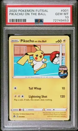 2020 POKEMON FUTSAL #001 PIKACHU ON THE BALL PSA 10 - Image 1