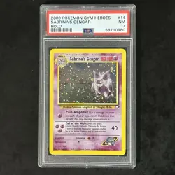 2000 Pokemon Gym Heroes Sabrina’s Gengar Holo PSA 7 Near Mint #14/132 Rare Card - Image 1