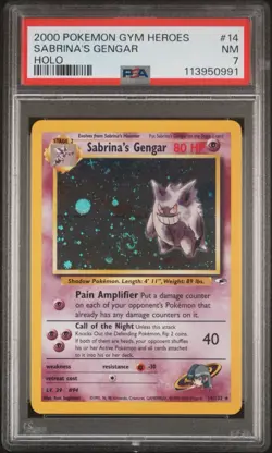 Pokemon TCG Sabrina's Gengar Holo Gym Challenge Card 14/132 PSA 7 Swirl In holo - Image 1