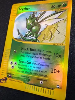 2002 TCG Scyther 057/147 Aquapolis Reverse Holo Ereader Pokemon Card - Image 3